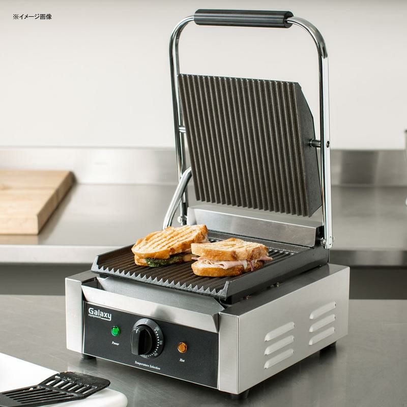 パニーニサンドイッチグリルプレス業務品質溝あり22×22GalaxyP68SinglePaniniSandwichGrillwithGroovedPlates-81/2"x81/2"CookingSurface-120V,1750W家電