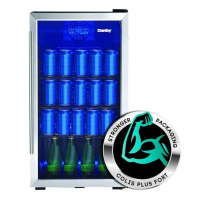 冷蔵庫 117缶 88L ステンレス ガラスドア ハンドルあり ブルー LED照明 ダンビー Danby DBC117A2BSSDD-6 117 (355 ml) Can Capacity Beverage Center Single Glass Door Mini-Fridge 家電