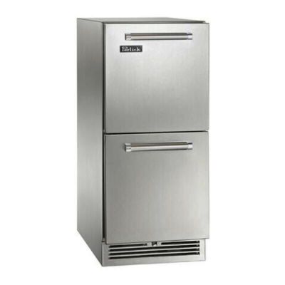 冷蔵庫 79L ビルトイン アンダーカウンター ステンレス 引き出し 2段 Perlick Signature Series HP15RS45L 15 Inch Built-in Undercounter Refrigerator with 2.8 cu. ft. Capacity, Front-Vented RAPIDcool Cooling