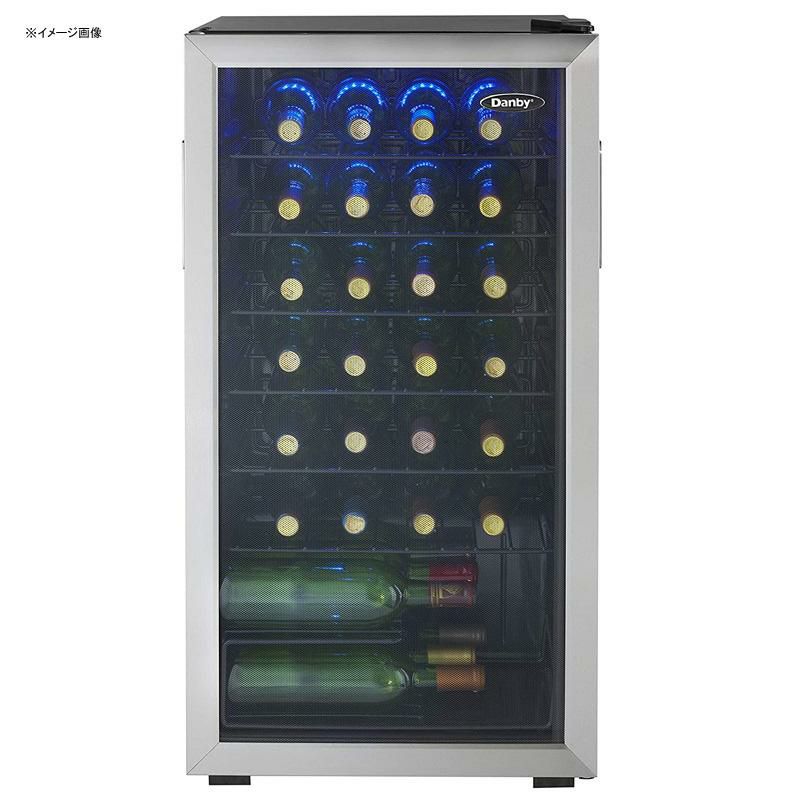 ワインクーラー36本93LガラスドアブルーLED照明ダンビーDanbyDWC036A1BSSDB-63.3Cu.Ft.FreeStandingWineCooler,Holds36Bottles,SingleZoneFridgeWithGlassDoor-ChillerforKitchen,HomeBar,Black/Grey家電