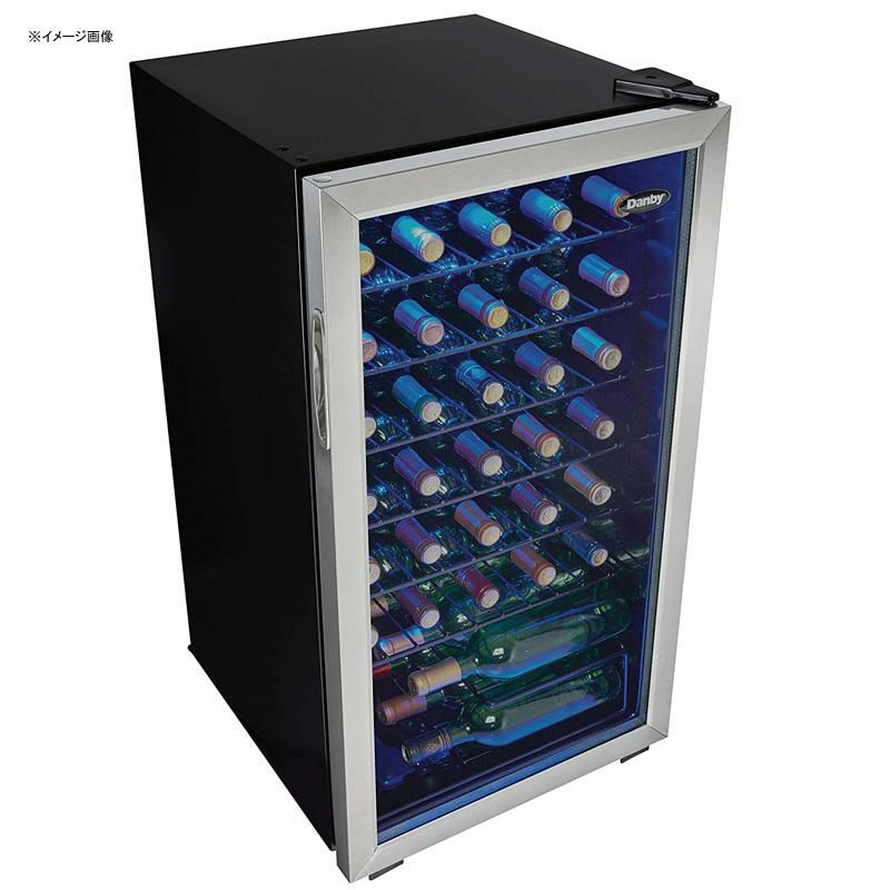 ワインクーラー36本93LガラスドアブルーLED照明ダンビーDanbyDWC036A1BSSDB-63.3Cu.Ft.FreeStandingWineCooler,Holds36Bottles,SingleZoneFridgeWithGlassDoor-ChillerforKitchen,HomeBar,Black/Grey家電