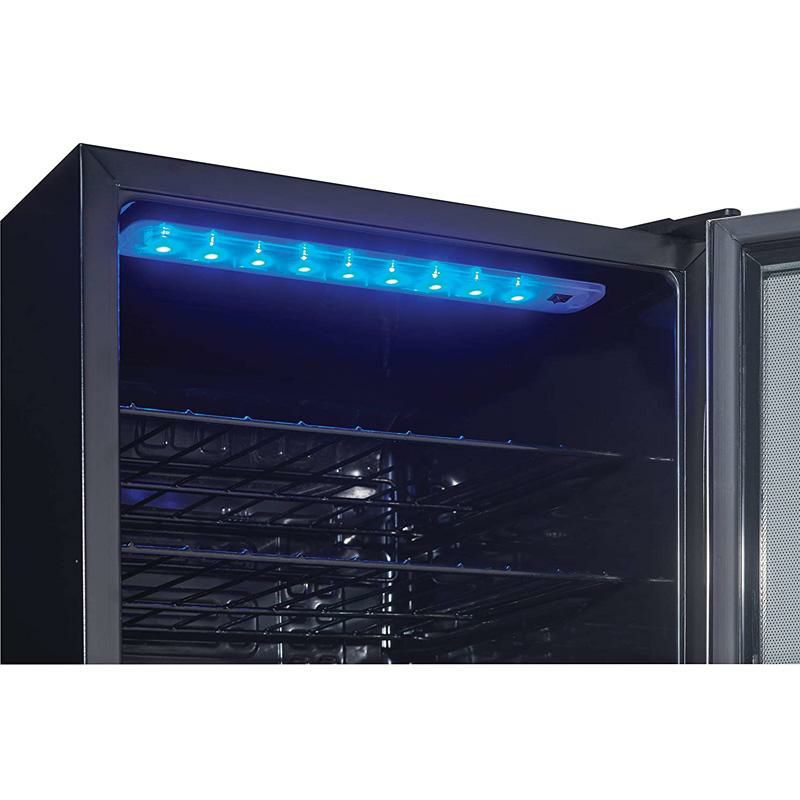 ワインクーラー36本93LガラスドアブルーLED照明ダンビーDanbyDWC036A1BSSDB-63.3Cu.Ft.FreeStandingWineCooler,Holds36Bottles,SingleZoneFridgeWithGlassDoor-ChillerforKitchen,HomeBar,Black/Grey家電