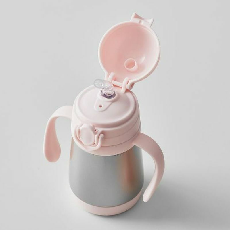 シッピーカップ260mlステンレスストローマグトレーニングハンドル赤ちゃん食洗機対応BPAフリーGrowWithMeStainlessSteelSippyCup
