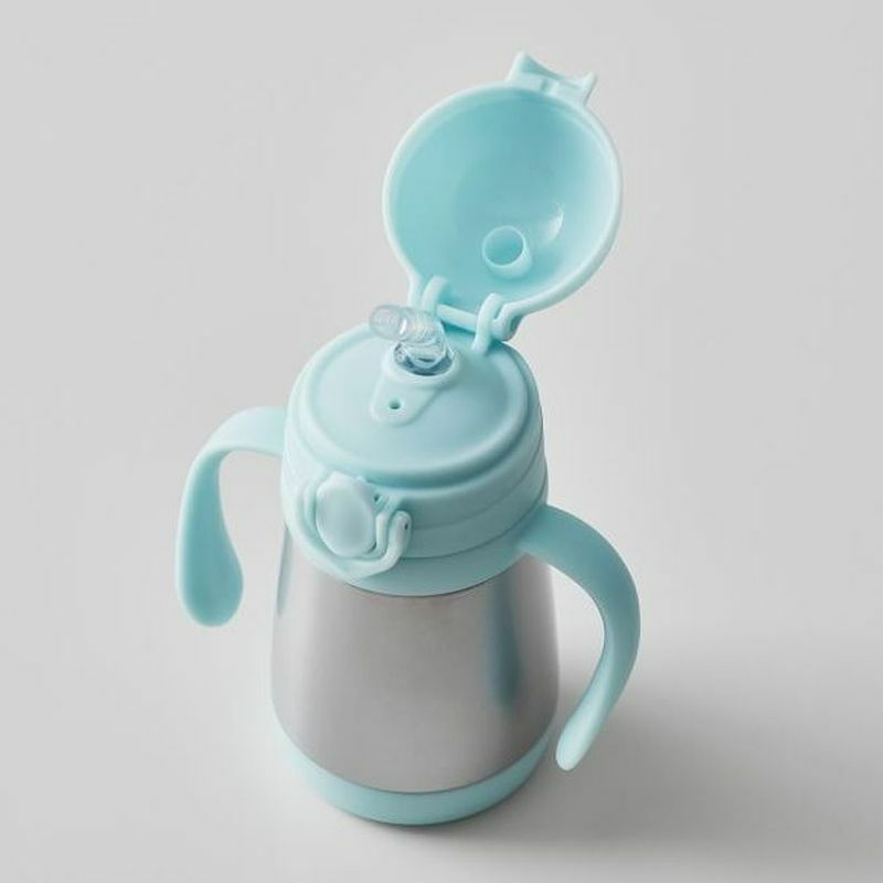 シッピーカップ260mlステンレスストローマグトレーニングハンドル赤ちゃん食洗機対応BPAフリーGrowWithMeStainlessSteelSippyCup