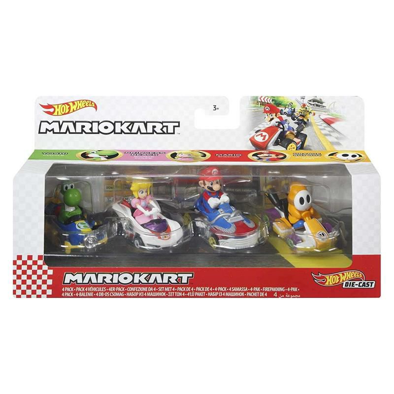 ホットウィール マリオカート おもちゃ 4個セット 車 ヨッシー ピーチ ヘイホー Hot Wheels Mario Kart Vehicle  4-Pack #2, Set of 4 Fan-Favorite Characters Includes 1 Exclusive Model,  Collectible Gift for Kids & Fans Ages 3