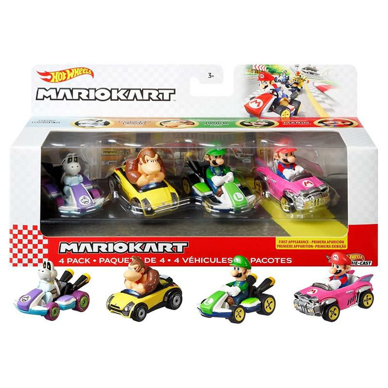 ホットウィールマリオカートおもちゃ4個セット車ドンキールイージカロンHotWheelsMarioKart4-Pk#1