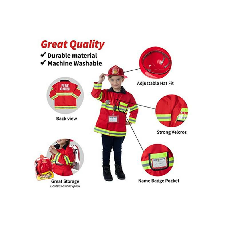 消防士子供用コスチュームコスプレおもちゃファイヤーマンBornToys8PCPremiumWASHABLEkidsFiremanCostumeToyforkids,Boys,Girls,Toddlers,andchildrenwithcompletefirefighteraccessories