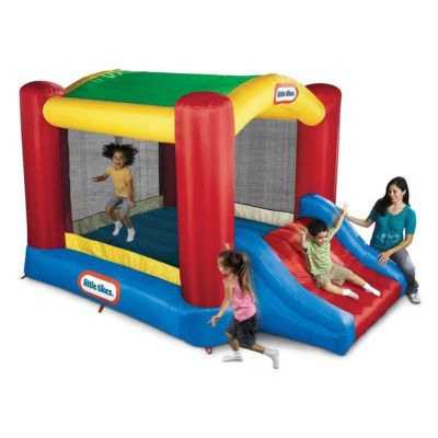 エアー遊具 トランポリン 滑り台 屋根付 膨らませる ふわふわ 大きい Little Tikes Jump 'n Slide Bouncer with Arched Canopy Overhead Cover, Plus Heavy Duty Blower, Stakes, Repair Patches, and Storage Bag |