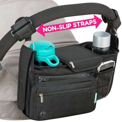 ベビーカー用 小物入れ オーガナイザー カップホルダー付 Non-Slip Stroller Organizer With Cup Holders, Exclusive Straps Grip Handlebar. Universal Fit For Stroller