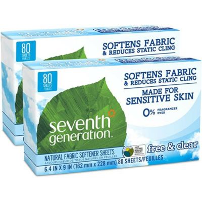 セブンスジェネレーション ドライヤーシート 160枚 柔軟剤 乾燥機 Seventh Generation - Natural Fabric Softener Sheets - 80 Sheets ( 2 Pack)