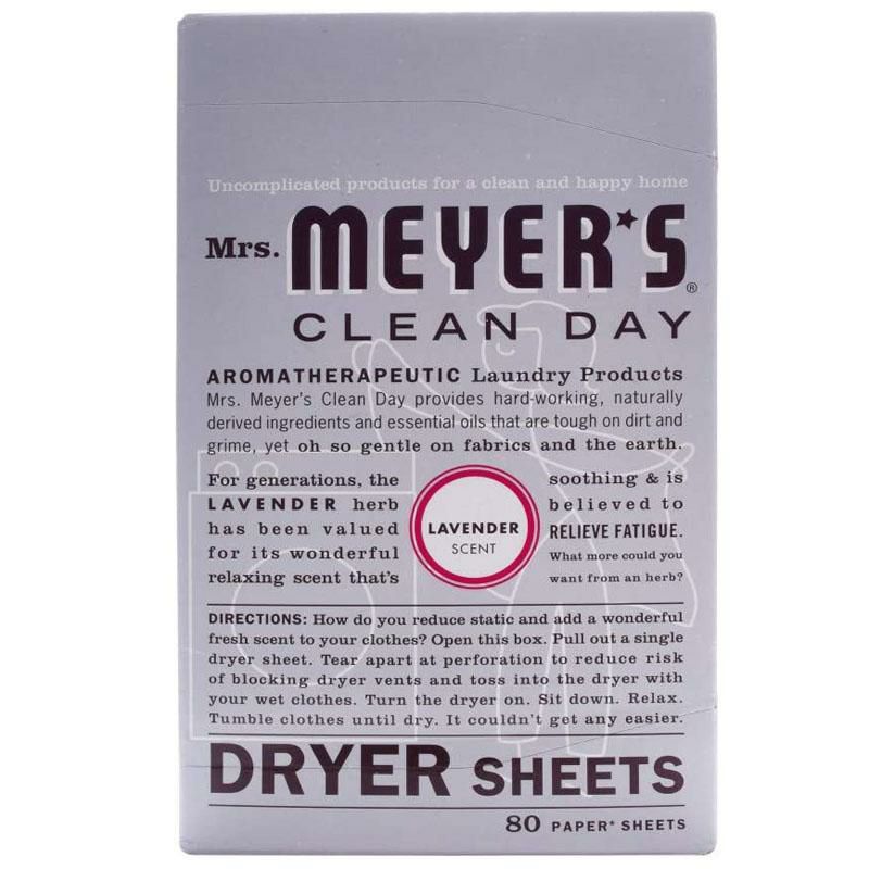 ミセスマイヤーズドライヤーシート80枚柔軟剤Mrs.Meyer'sCleanDayDryerSheets,SoftensFabric,ReducesStatic,CrueltyFreeFormula,80Count