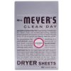 ミセスマイヤーズドライヤーシート80枚柔軟剤Mrs.Meyer'sCleanDayDryerSheets,SoftensFabric,ReducesStatic,CrueltyFreeFormula,80Count