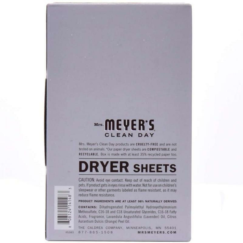 ミセスマイヤーズドライヤーシート80枚柔軟剤Mrs.Meyer'sCleanDayDryerSheets,SoftensFabric,ReducesStatic,CrueltyFreeFormula,80Count