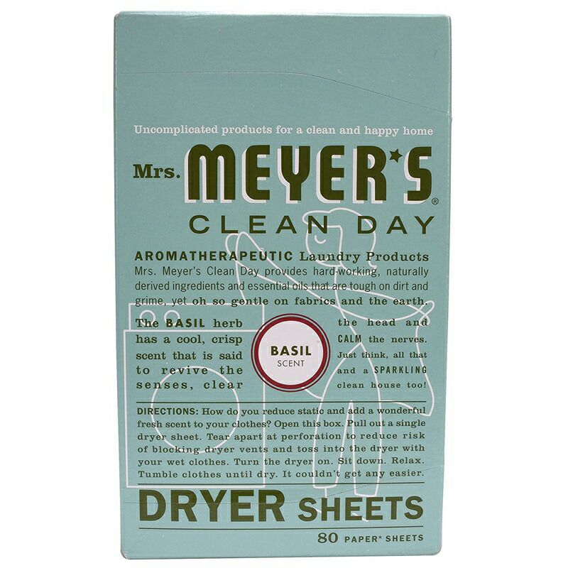 ミセスマイヤーズドライヤーシート80枚柔軟剤Mrs.Meyer'sCleanDayDryerSheets,SoftensFabric,ReducesStatic,CrueltyFreeFormula,80Count