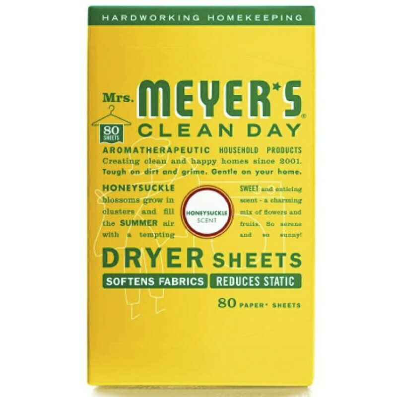 ミセスマイヤーズドライヤーシート80枚柔軟剤Mrs.Meyer'sCleanDayDryerSheets,SoftensFabric,ReducesStatic,CrueltyFreeFormula,80Count