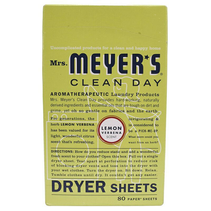 ミセスマイヤーズドライヤーシート80枚柔軟剤Mrs.Meyer'sCleanDayDryerSheets,SoftensFabric,ReducesStatic,CrueltyFreeFormula,80Count