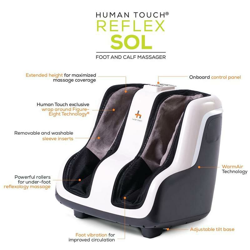 フットマッサージャー加温指圧足ケアHumanTouchReflexSOLFootandCalfRelaxationShiatsuMassagerwithHeatandVibration-PatentedTechnology-ExtendedHeight,AdjustableTiltBasewithUnderFootMassageRollers,BlackandWhite家電