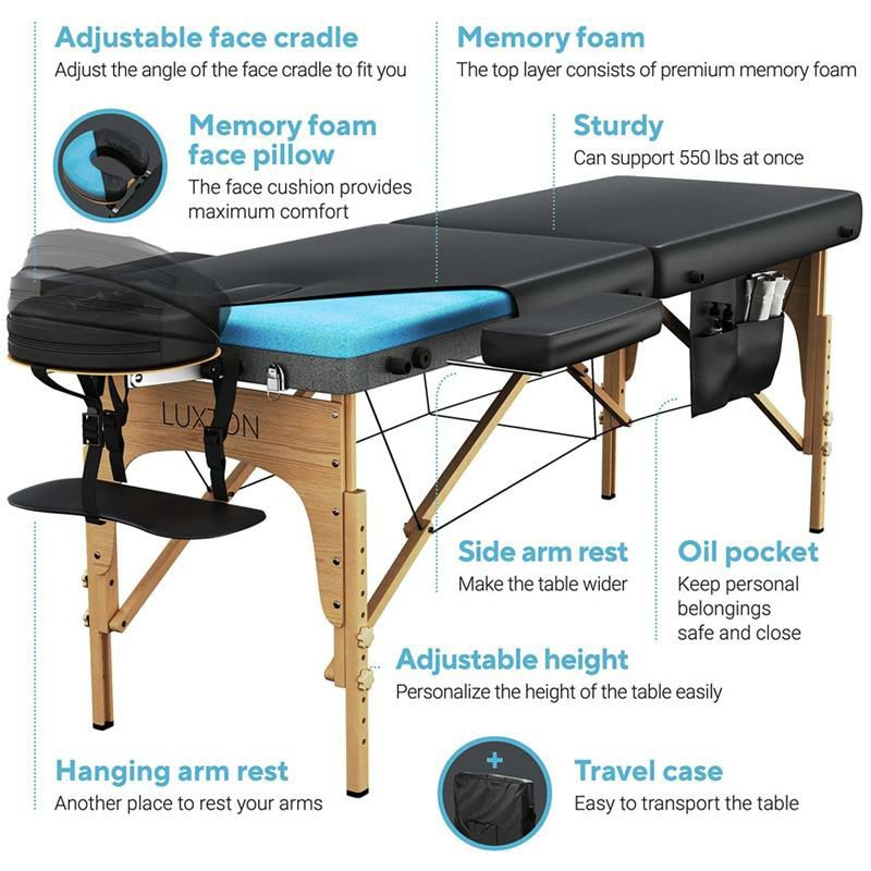 マッサージテーブル台折り畳みポータブルケース付LuxtonHomePremiumMemoryFoamMassageTable-EasySetUp-Foldable&PortablewithCarryingCase