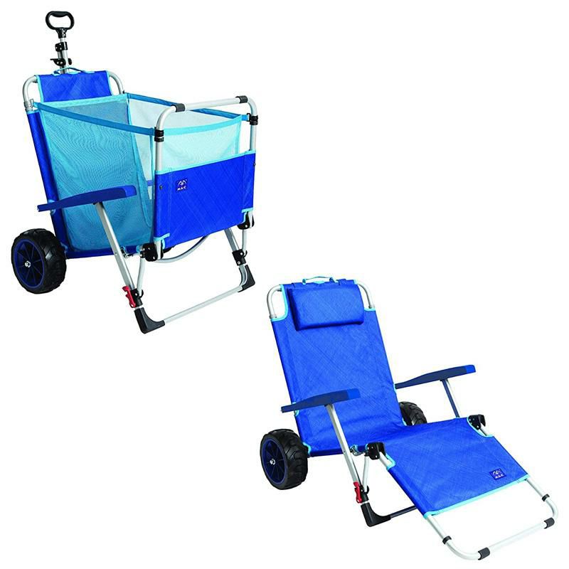 2-in-1カート折りたたみ椅子ビーチラウンジチェアタイヤアウトドアキャンプMacSports2-in-1OutdoorBeachCart+FoldingLoungeChairw/Lock|Tanning,Sunbathing,Lounging,Pool,Backyard,Porch|Portable,CollapsiblewithAll-TerrainWheels