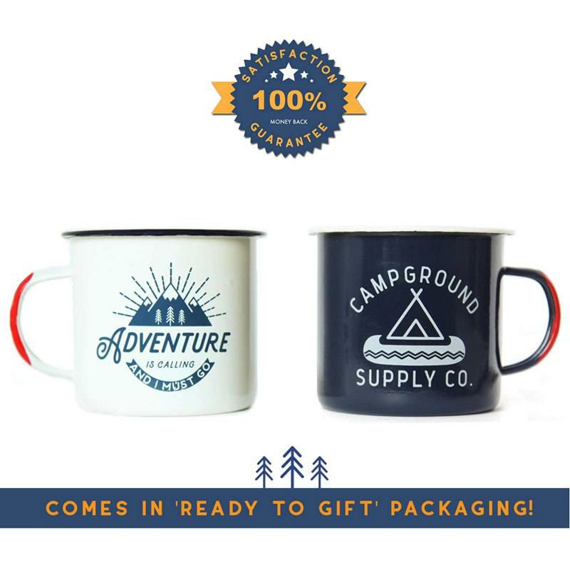 エナメルキャンピングマグ455mlホーロー2個セットアウトドアAdventureEnamelCampingMug-2PackLARGE16ozofLove,MorningCoffeeMug-(455ml)TinCupCampfireMugForOutdoors,BreakfastWanderlustTravelCupForTheHappyCamper!