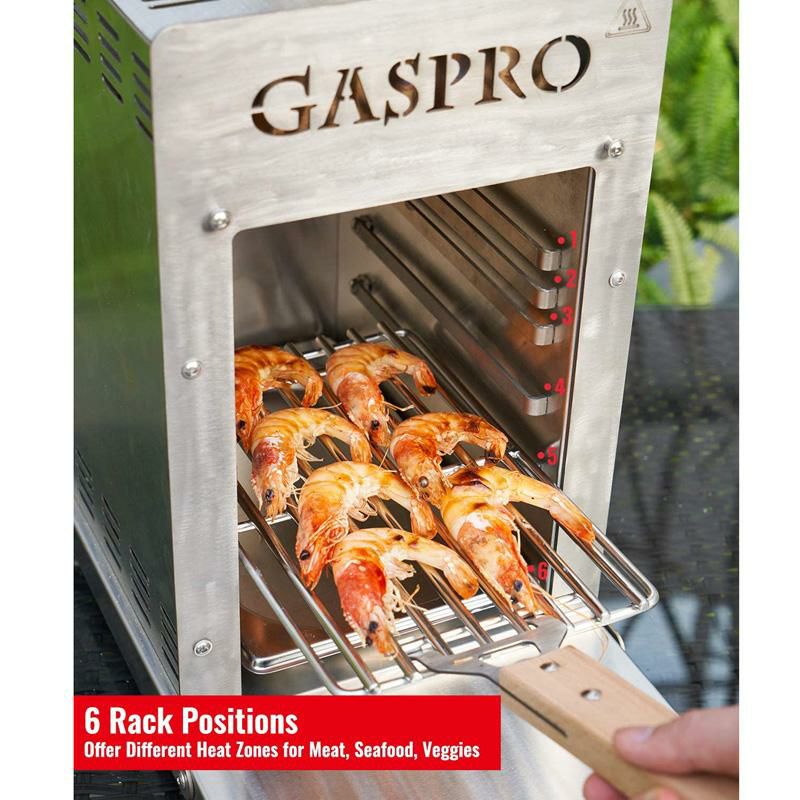 ステーキグリルプロパンガスステンレス800℃GASPRO1500?QuickCookingPropaneInfraredSteakGrillwithFoldableDustproofPanel,304StainlessSteel,CSACertified