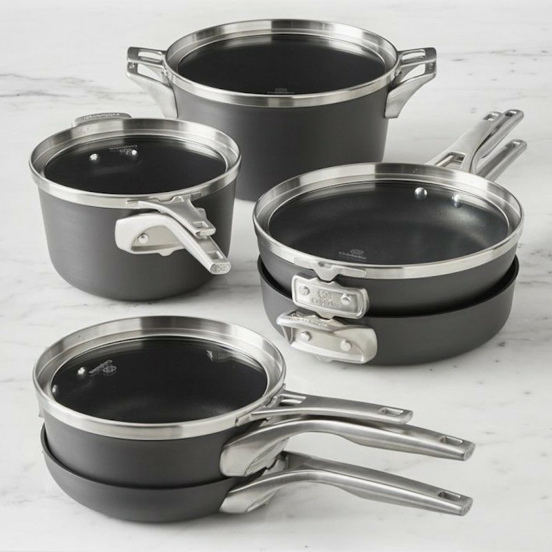 フライパン片手鍋10点セットカルファロンプレミアハードアルマイトスペースセーブCalphalonPremierSpace-SavingHard-AnodizedNonstickCookware,10-PieceSet