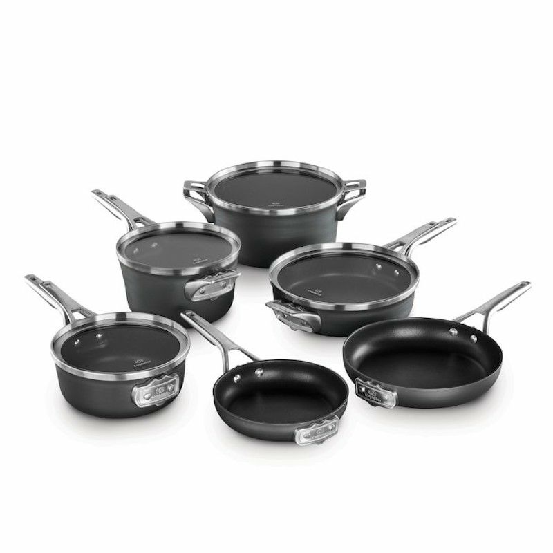 フライパン片手鍋10点セットカルファロンプレミアハードアルマイトスペースセーブCalphalonPremierSpace-SavingHard-AnodizedNonstickCookware,10-PieceSet