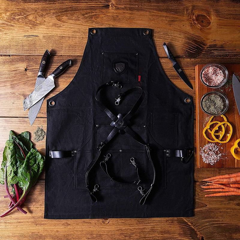 プロフェッショナルキッチンエプロン撥水帆布キャンバスDalstrongProfessionalChef'sKitchenApron-HeavyDutyWaxedCanvas