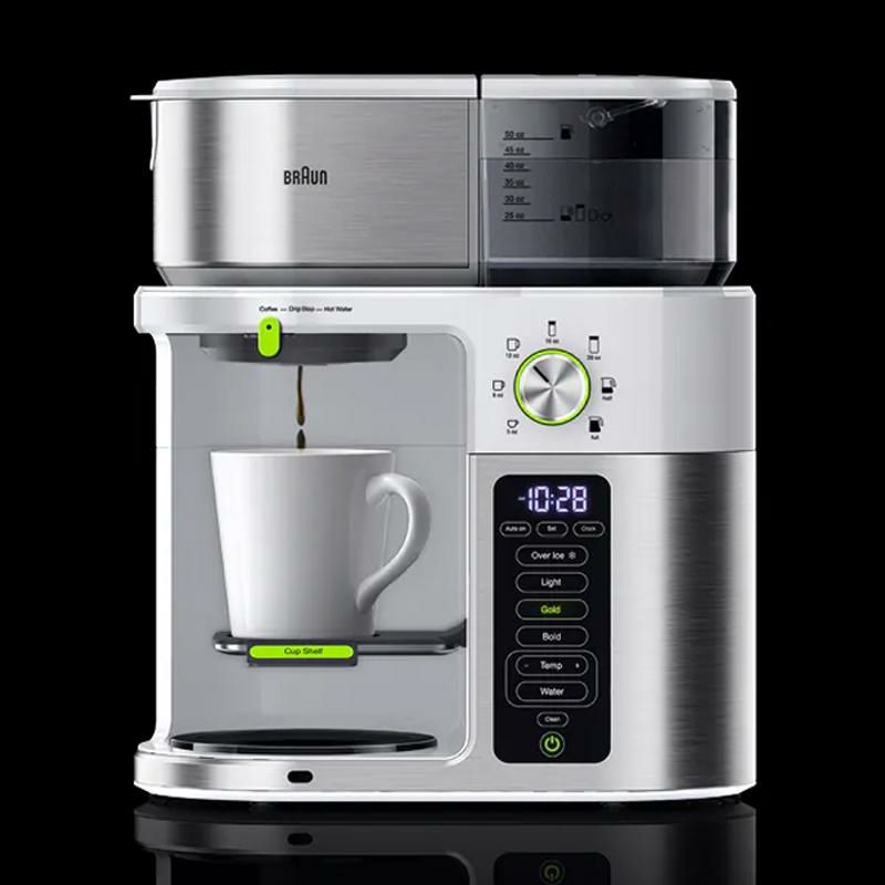 コーヒーメーカーマルチサーブ10カップガラスカラフェホットウォーターブラウンBraunMultiServeCoffeeMachine+HotWater,SCACertified,White-KF9150WH家電