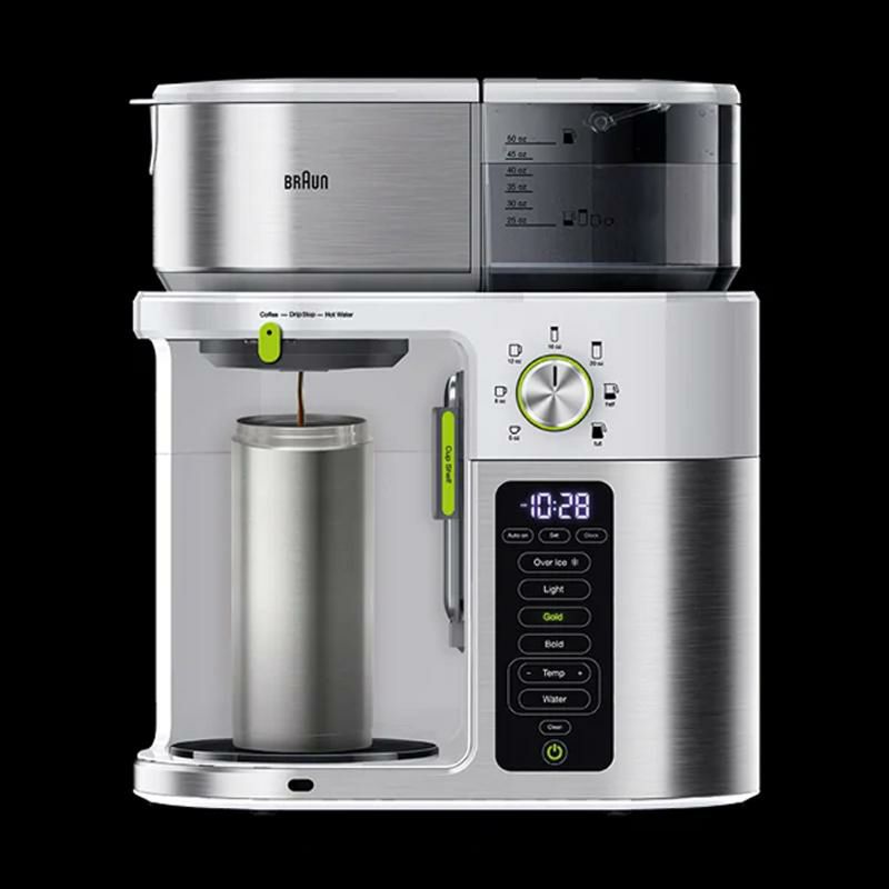 コーヒーメーカーマルチサーブ10カップガラスカラフェホットウォーターブラウンBraunMultiServeCoffeeMachine+HotWater,SCACertified,White-KF9150WH家電