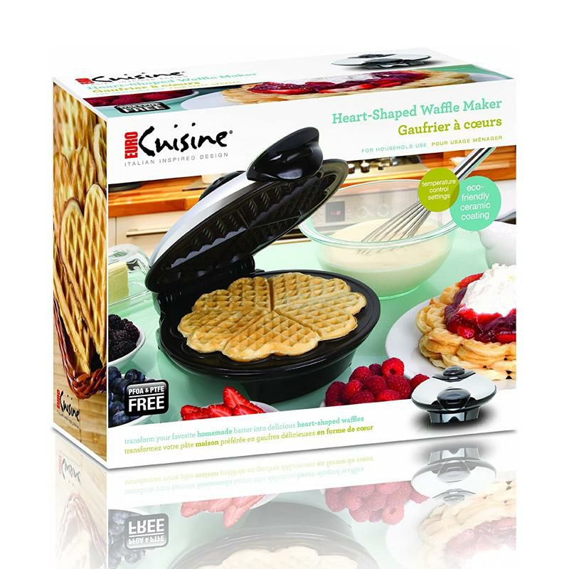 家庭用 ハート型 ワッフルメーカー PTFE PFOAフリー Euro Cuisine WM520 Eco Friendly Heart Shaped  Waffle Maker - PTFE and PFOA Free Non Stick Plates,Silver 家電 | アルファエスパス