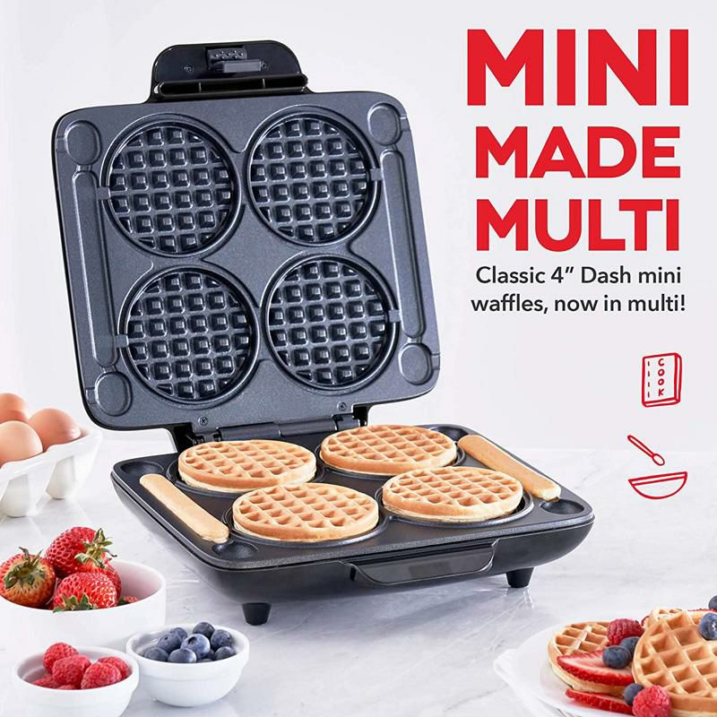 ミニワッフルメーカー直径10cm4枚ダッシュDashDMMW400GBGT04MultiMiniFourWaffleMaker4InchDualNon-stickSideswithQuickRelease&EasytoClean家電