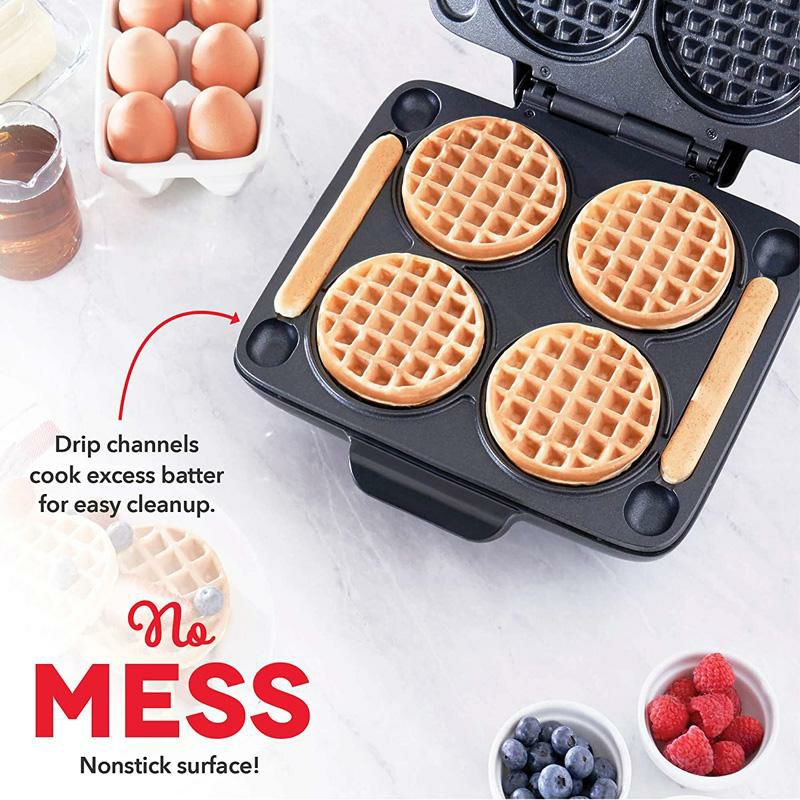 ミニワッフルメーカー直径10cm4枚ダッシュDashDMMW400GBGT04MultiMiniFourWaffleMaker4InchDualNon-stickSideswithQuickRelease&EasytoClean家電