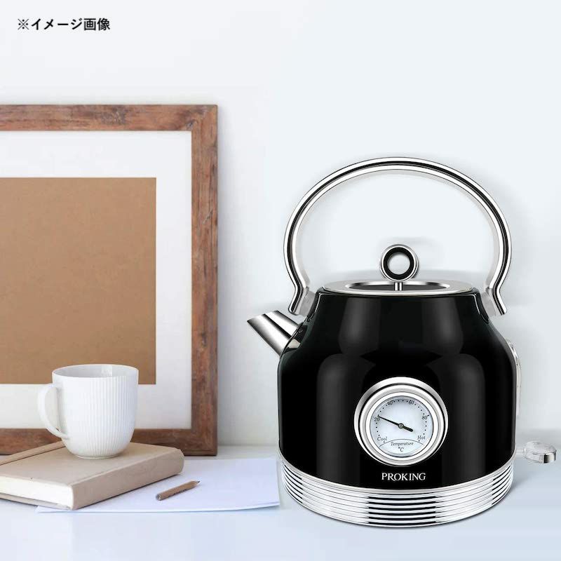 電気ケトル1.7L温度計付ステンレスレトロElectricKettleStainlessSteelRetro1500W1.7L,TemperatureDisplay,BPAFreeBoilDryProtectionAutomaticShut-Off家電