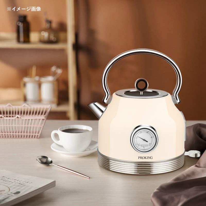 電気ケトル1.7L温度計付ステンレスレトロElectricKettleStainlessSteelRetro1500W1.7L,TemperatureDisplay,BPAFreeBoilDryProtectionAutomaticShut-Off家電