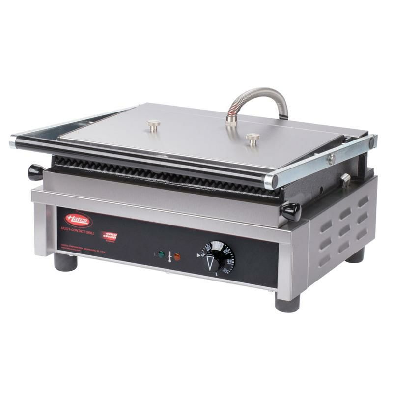 パニーニサンドイッチグリルプレス業務品質マルチコンタクト溝あり25×23HatcoMCG10GMultiContactPaniniSandwichGrillwithGroovedCastIronPlates-10"x9"CookingSurface-120V,1800W家電