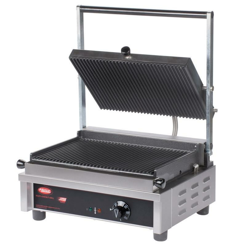 パニーニサンドイッチグリルプレス業務品質マルチコンタクト溝あり25×23HatcoMCG10GMultiContactPaniniSandwichGrillwithGroovedCastIronPlates-10"x9"CookingSurface-120V,1800W家電