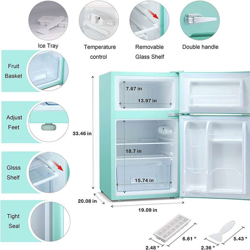 冷蔵庫冷凍庫付2ドアコンパクト90LAntarcticStarCompactMiniRefrigeratorSeparateFreezer,SmallFridgeDouble2-DoorAdjustableRemovableRetroStainlessSteelShelvesGarageCamperBasement/Dorm/Office3.2cuft.家電