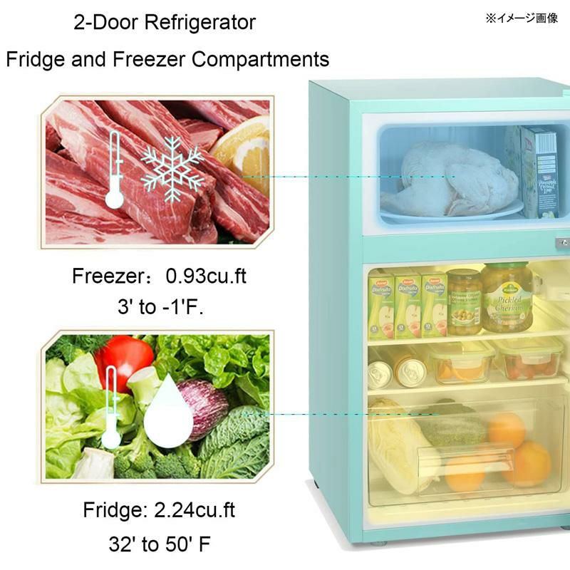 冷蔵庫冷凍庫付2ドアコンパクト90LAntarcticStarCompactMiniRefrigeratorSeparateFreezer,SmallFridgeDouble2-DoorAdjustableRemovableRetroStainlessSteelShelvesGarageCamperBasement/Dorm/Office3.2cuft.家電