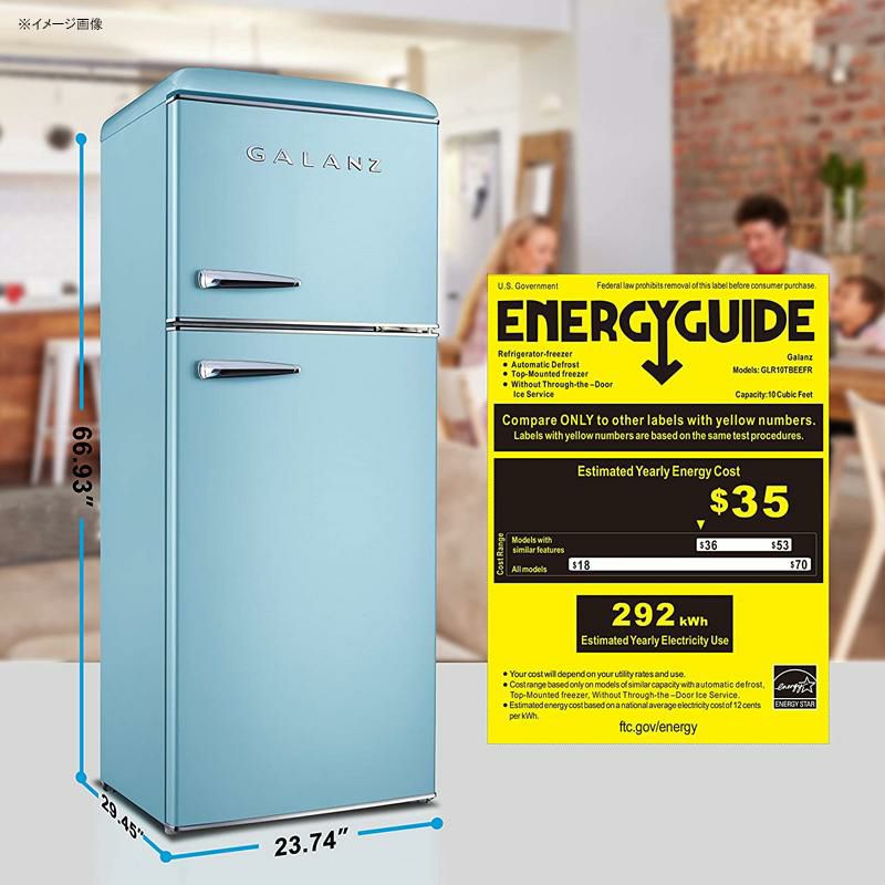 冷蔵庫冷凍庫340L2ドアレトロGalanzGLR12TRetroTopMountRefrigerator,12.0CuFt家電