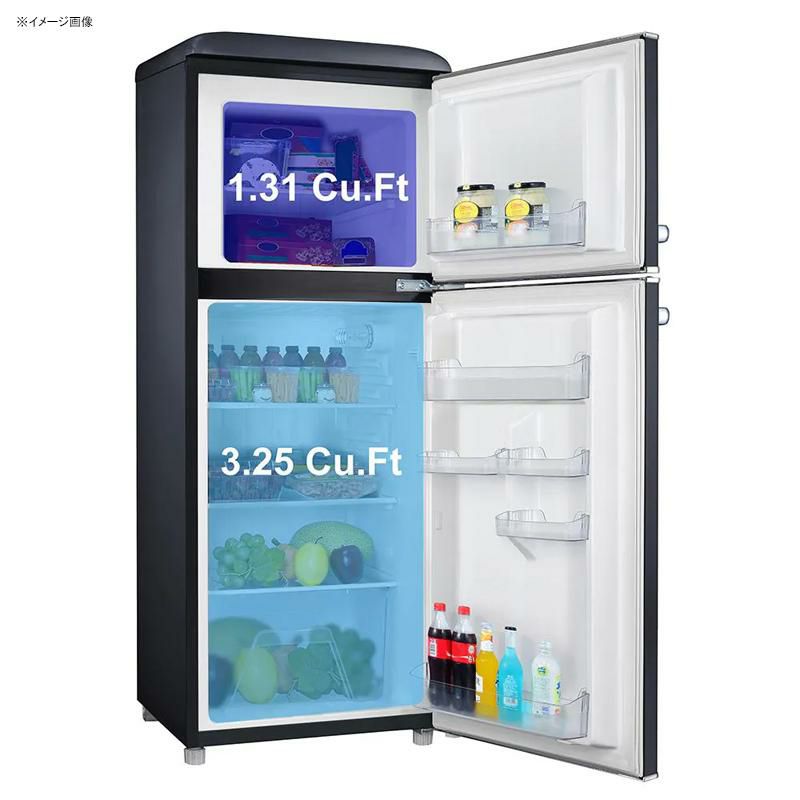 冷蔵庫冷凍庫130L2ドアレトロ4.6cu.ft.RetroMiniFridgewithDualDoorTrueFreezerinBlackbyGalanz家電