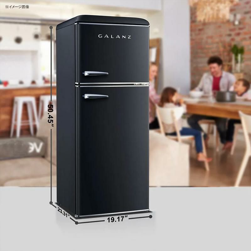 冷蔵庫冷凍庫130L2ドアレトロ4.6cu.ft.RetroMiniFridgewithDualDoorTrueFreezerinBlackbyGalanz家電