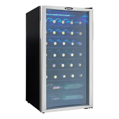 ワインクーラー 35本 91L ステンレス ガラスドア ブルー LED照明 ダンビー Danby DWC350BLP 3.2 Cu.Ft. Free Standing Wine Cooler, Holds 35 Bottles, Single Zone Fridge with Glass Door-Beverage Chiller for Ki
