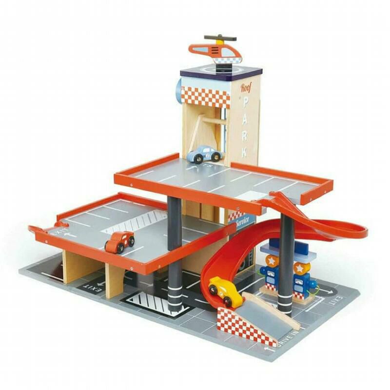 ブルーバードサービスステーションプレイセット木製立体駐車場おもちゃAnthropologieBlueBirdServiceStationPlaySet