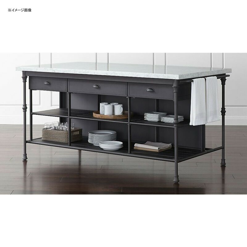 キッチンカウンター幅183cm大理石トップアイランド台引き出し収納大きいブラックCrateandBarrelFrenchKitchen72"LargeKitchenIsland