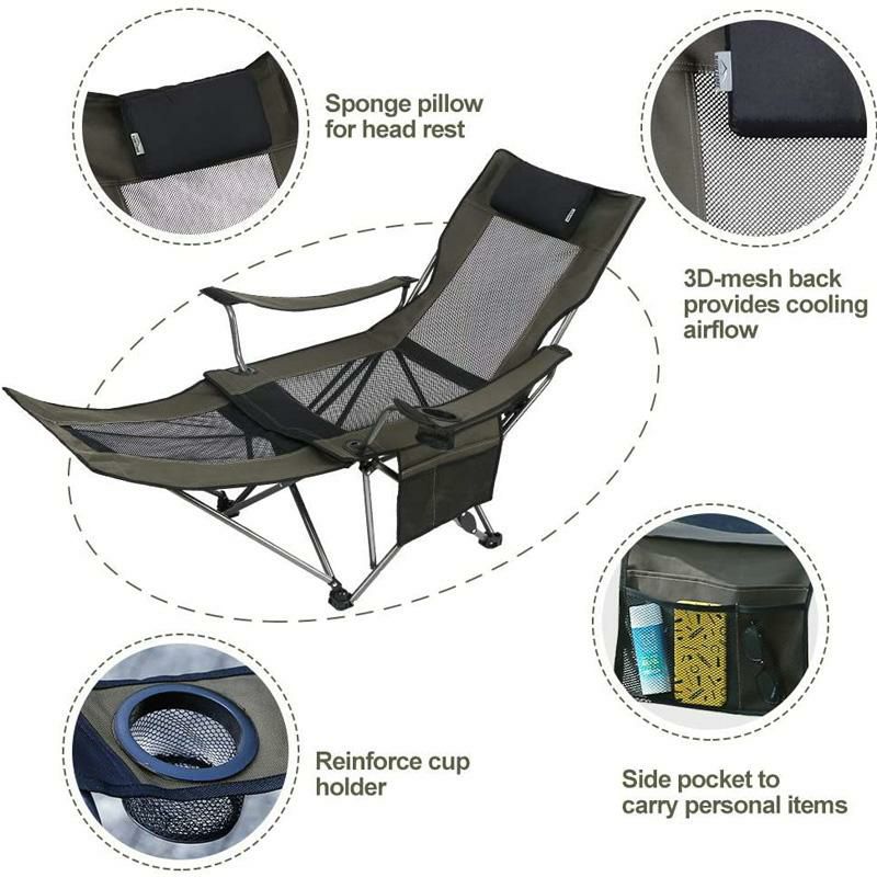 折りたたみメッシュチェア椅子フットレストアウトドアキャンプOUTDOORLIVINGSUNTIMECampingFoldingPortableMeshChairwithRemovabelFootrest