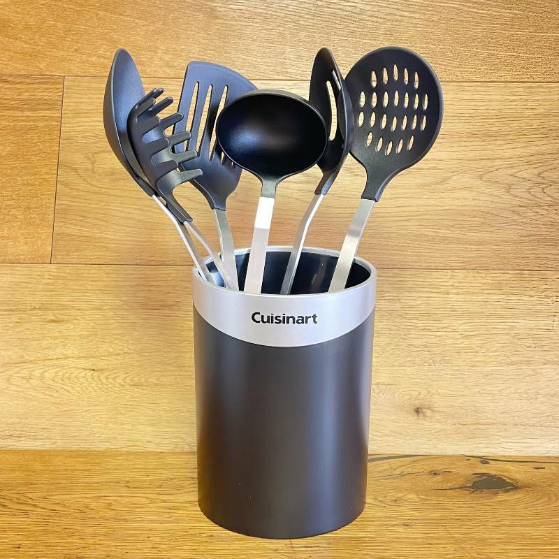 クイジナート調理器具ユーテンシル7点セットブラック黒お玉スプーンCuisinartCrockwithBarrelHandleTools,Setof7