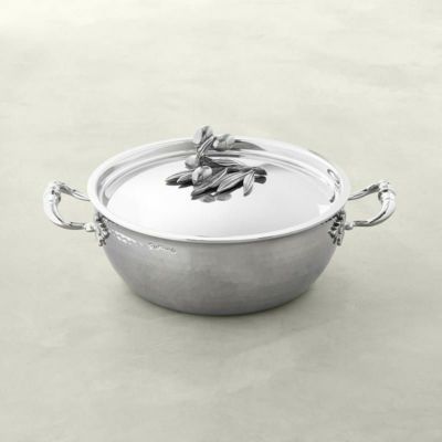 ウイリアムズ・ソノマ 限定 イタリア ルフォーニ ステンレス シェフパン 両手鍋 3.8L オリーブ Williams-Sonoma Ruffoni Opus Prima Hammered Stainless- Steel Chef Pan with Olive Knob, 4-Qt.