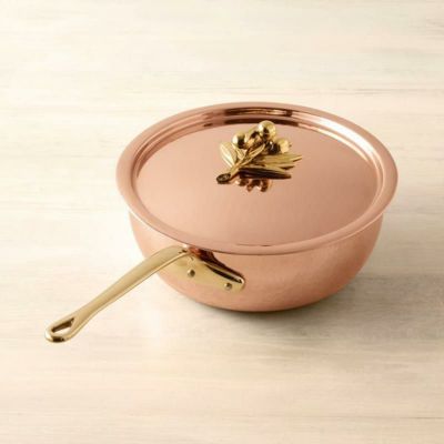 ウイリアムズ・ソノマ 限定 イタリア ルフォーニ 銅製 シェフパン 片手鍋 3.3L オリーブ Williams-Sonoma Ruffoni Historia Hammered Copper Covered Chef's Pan with Olive Knob