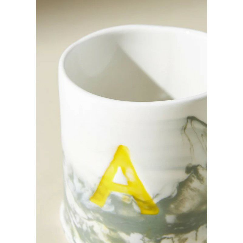 モノグラムマグアンスロポロジーマーブル柄ギフト英字選択式AnthropologieMarbledMonogramMug